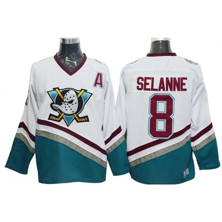 Miehille NHL Anaheim Ducks Mighty Ducks Pelipaita Teemu Selanne 8 CCM Throwback Valkoinen Authentic